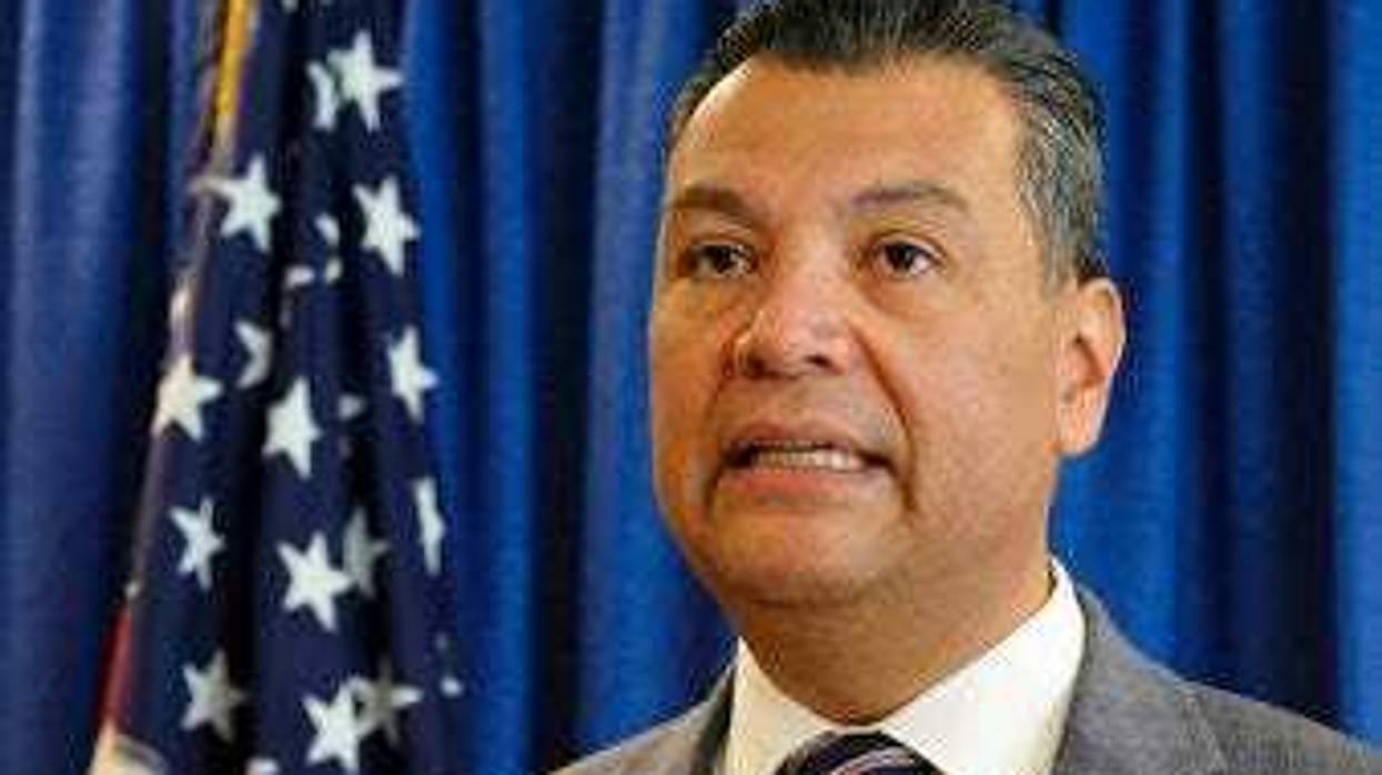 FILE - In this Nov. 2, 2018, file photo, California Secretary of State Alex Padilla speaks in San Francisco. (AP Photo/Eric Risberg, File)