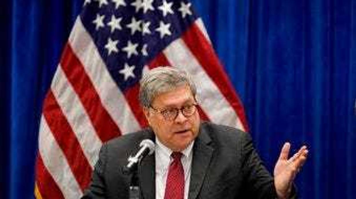 FILE - In this Oct. 15, 2020, file photo U.S. Attorney General William Barr speaks during a roundtable discussion on Operation Legend in St. Louis. (AP Photo/Jeff Roberson, File)