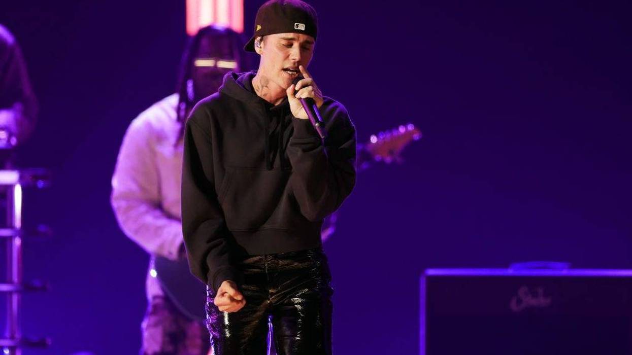 FILE - Justin Bieber performs onstage during the 64th Annual GRAMMY Awards at MGM Grand Garden Arena on April 03, 2022 in Las Vegas, Nevada.