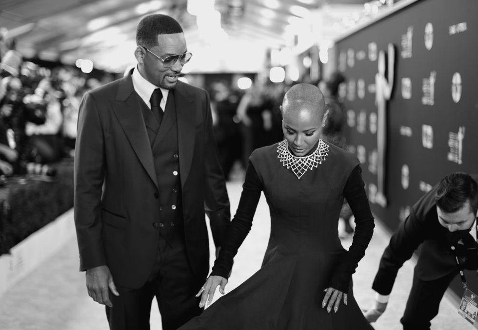 FILE - (L-R) Will Smith and Jada Pinkett Smith attend the 28th Screen Actors Guild Awards at Barker Hangar on Feb. 27, 2022 in Santa Monica, Calif.