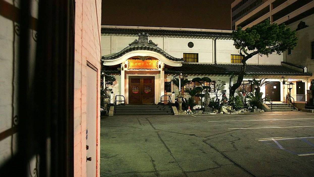 FILE - LOS ANGELES - APRIL 5: The Koyasan Buddhist Temple is lit at night in Little Tokyo April 5, 2007 in Los Angeles.