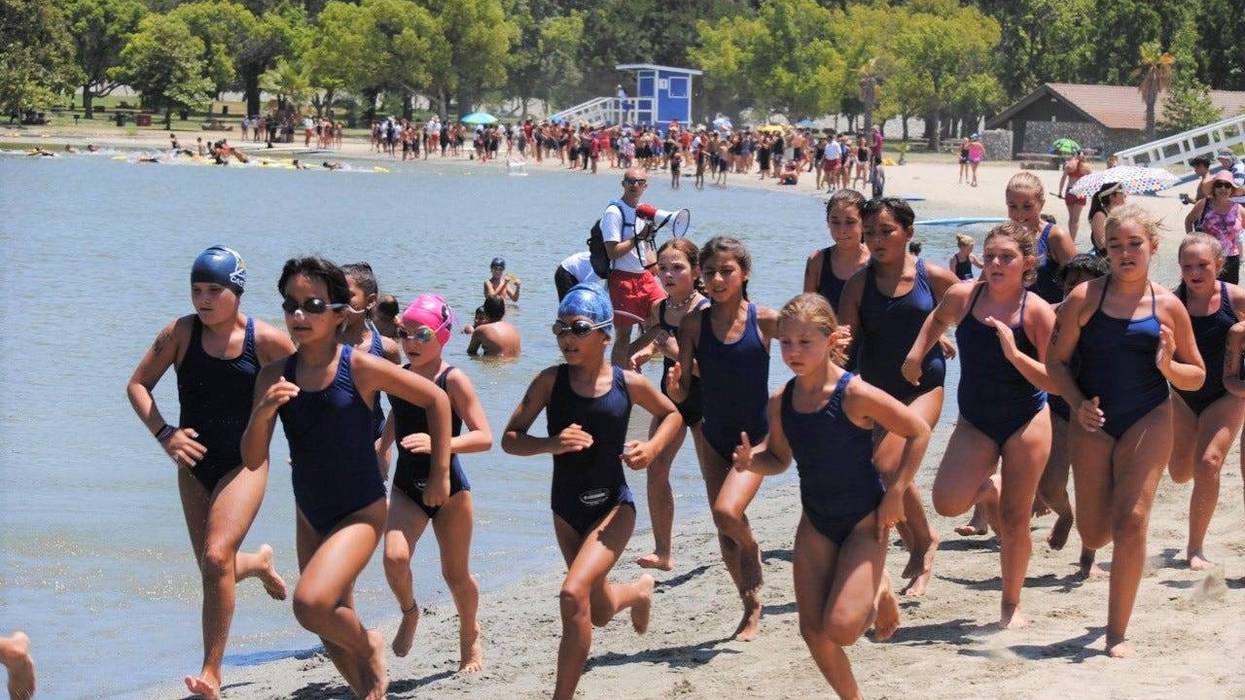 FILE - Participants in the L.A. County Parks "Junior Lake Lifeguard Program." one of the most successful water safety training programs in Los Angeles.
