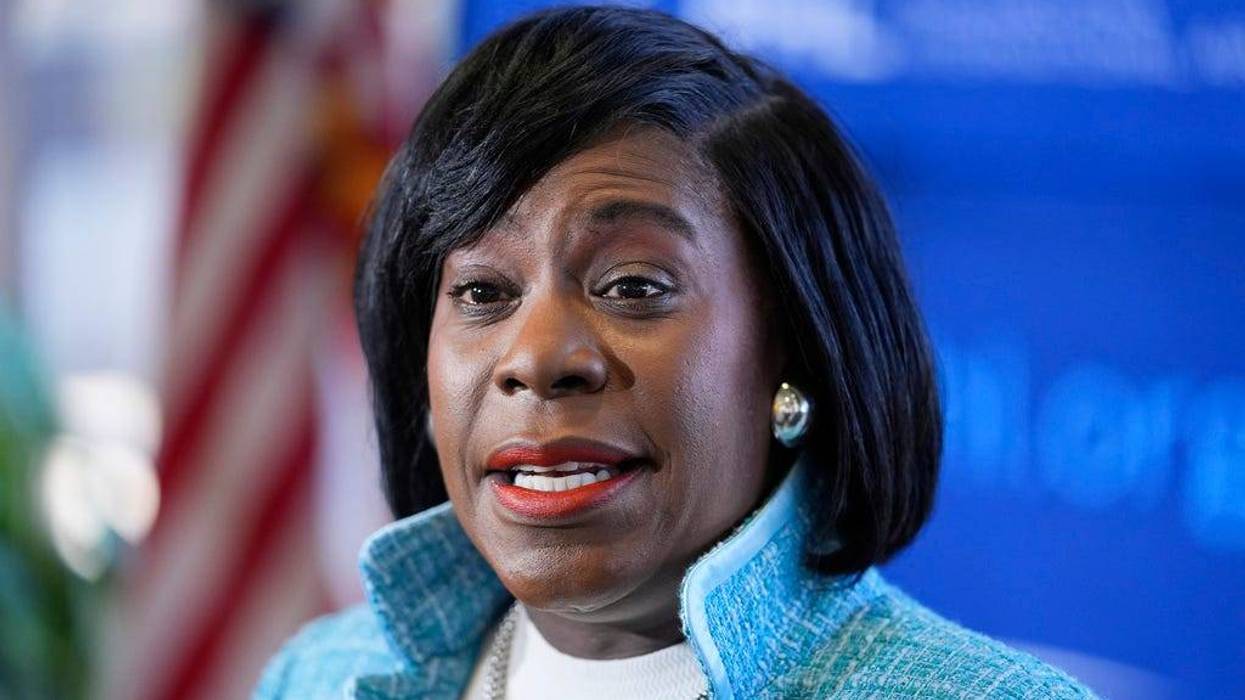 FILE - Philadelphia Mayor Cherelle Parker speaks at at Philadelphia International Airport, Feb. 16, 2024, in Philadelphia. A union that represents thousands of Philadelphia city employees has asked a judge to block Parker's mandate that they must return to working full-time in their offices as of Monday, July 15, 2024.
