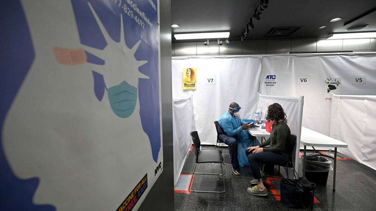 File photo: A Pfizer-BioNTech COVID-19 vaccination site at the former NFL Experience store located in Times Square