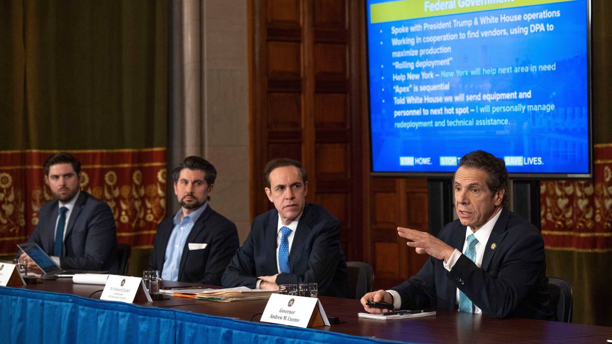 File photo: Gov. Andrew M. Cuomo provides a coronavirus update during a press conference in the Red Room at the State Capitol in Albany on March 25, 2020