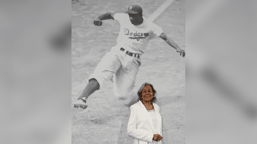 FILE - Rachel Robinson, the widow of baseball hall of famer Jackie Robinson, attends the Los Angeles Premiere of Warner Bros. Pictures