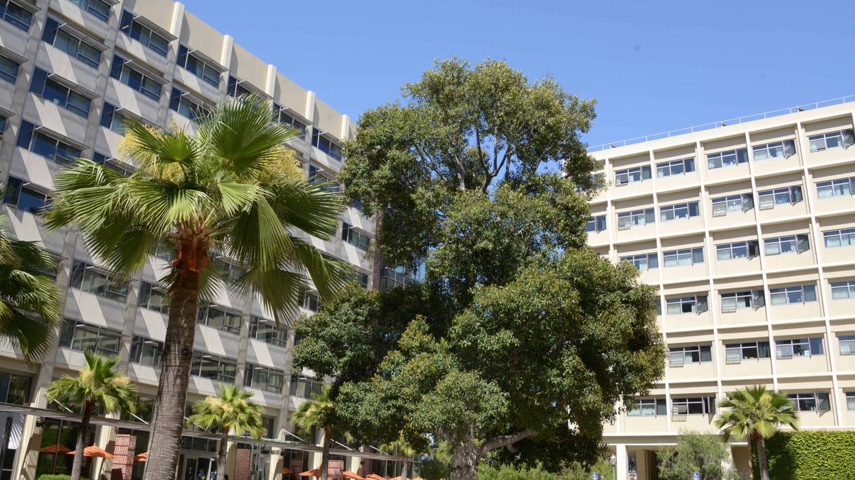 FILE - Residential halls on the UCLA campus. The dormitories are proposed site for the athletes village for the 2024 Los Angeles Olympic Games.