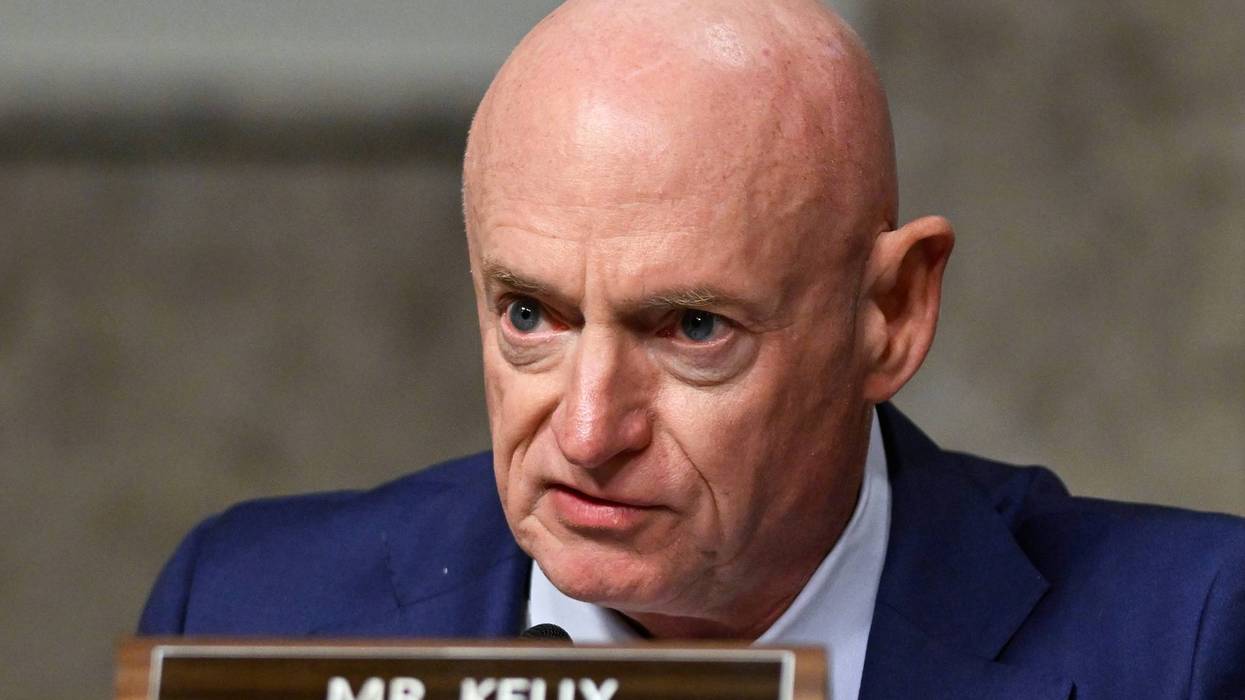 FILE - Sen. Mark Kelly, D-Ariz., speaks during a Senate Intelligence Committee hearing, at the Capitol in Washington, Jan. 15, 2025.