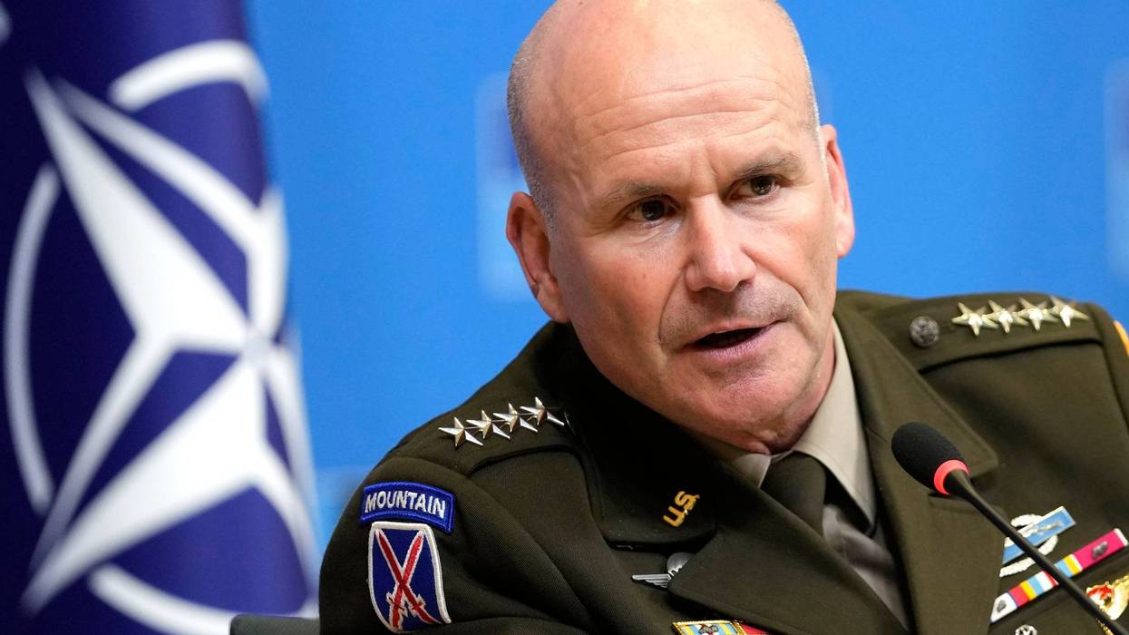FILE - Supreme Allied Commander Europe, Gen. Christopher Cavoli addresses a media conference at NATO headquarters in Brussels, Jan. 18, 2024