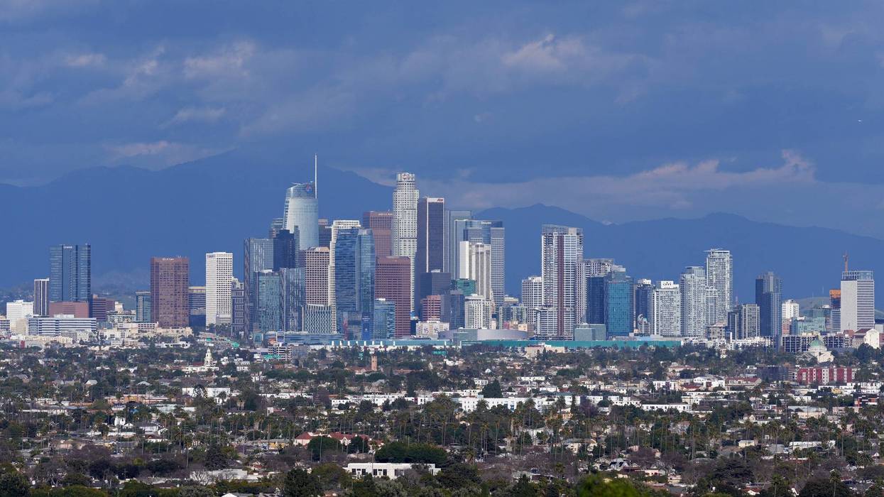 FILE - The Los Angeles skyline is seen from a Baldwin Hills overlook, Feb. 9, 2024.