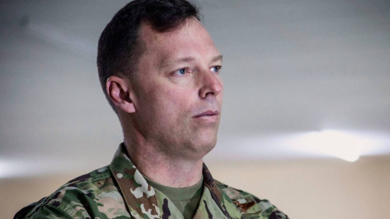 FILE - U.S. Air Force Brig. Gen. Dagvin Anderson, commander of the U.S. military's special forces in Africa, speaks to the Associated Press in Thies, Senegal, Feb. 25, 2020.