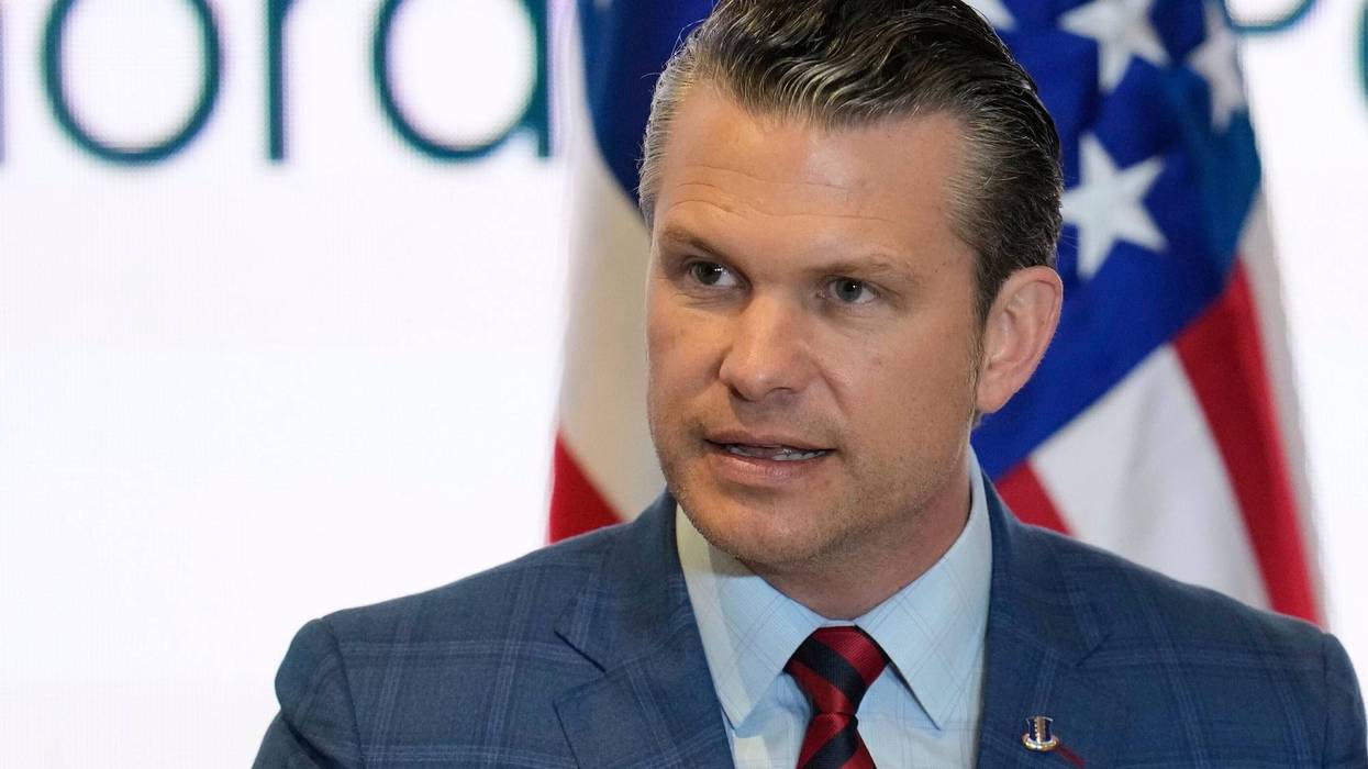 FILE - U.S. Secretary of Defense Pete Hegseth speaks during the Central American Security Conference in Panama City, April 9, 2025.