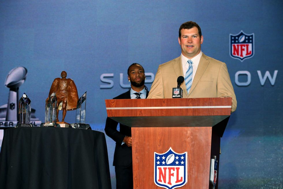 Finalist for the Walter Payton Man of the Year award, Joe Thomas of the Cleveland Browns speaks during a press conference for Super Bowl XLVII at the Ernest N. Morial Convention Center on February 1, 2013 in New Orleans, Louisiana.
