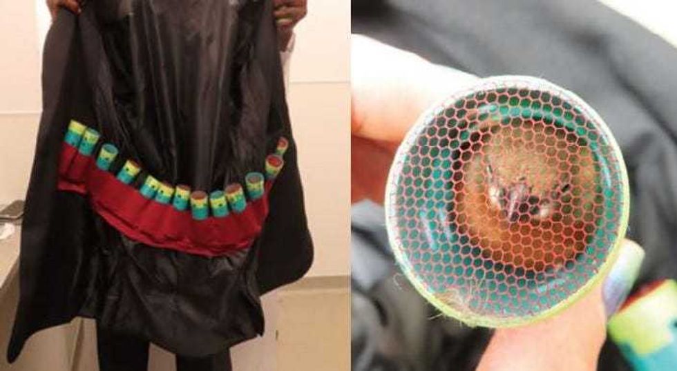 PHOTOS: Man arrested at airport after allegedly smuggling 35 live finches in suit jacket