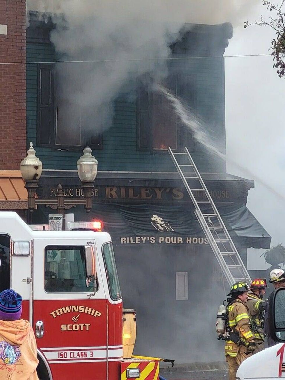 Fire affecting second floor of Riley