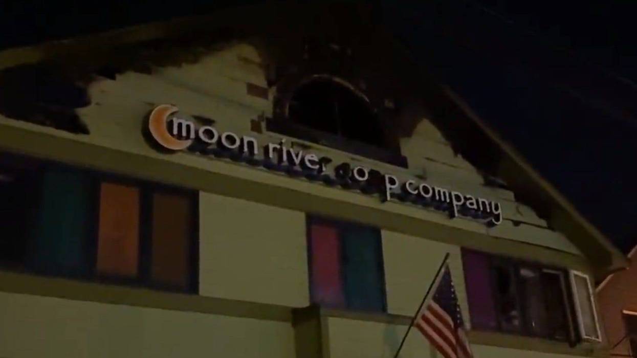 Fire-damaged Moon River Soap Company store
