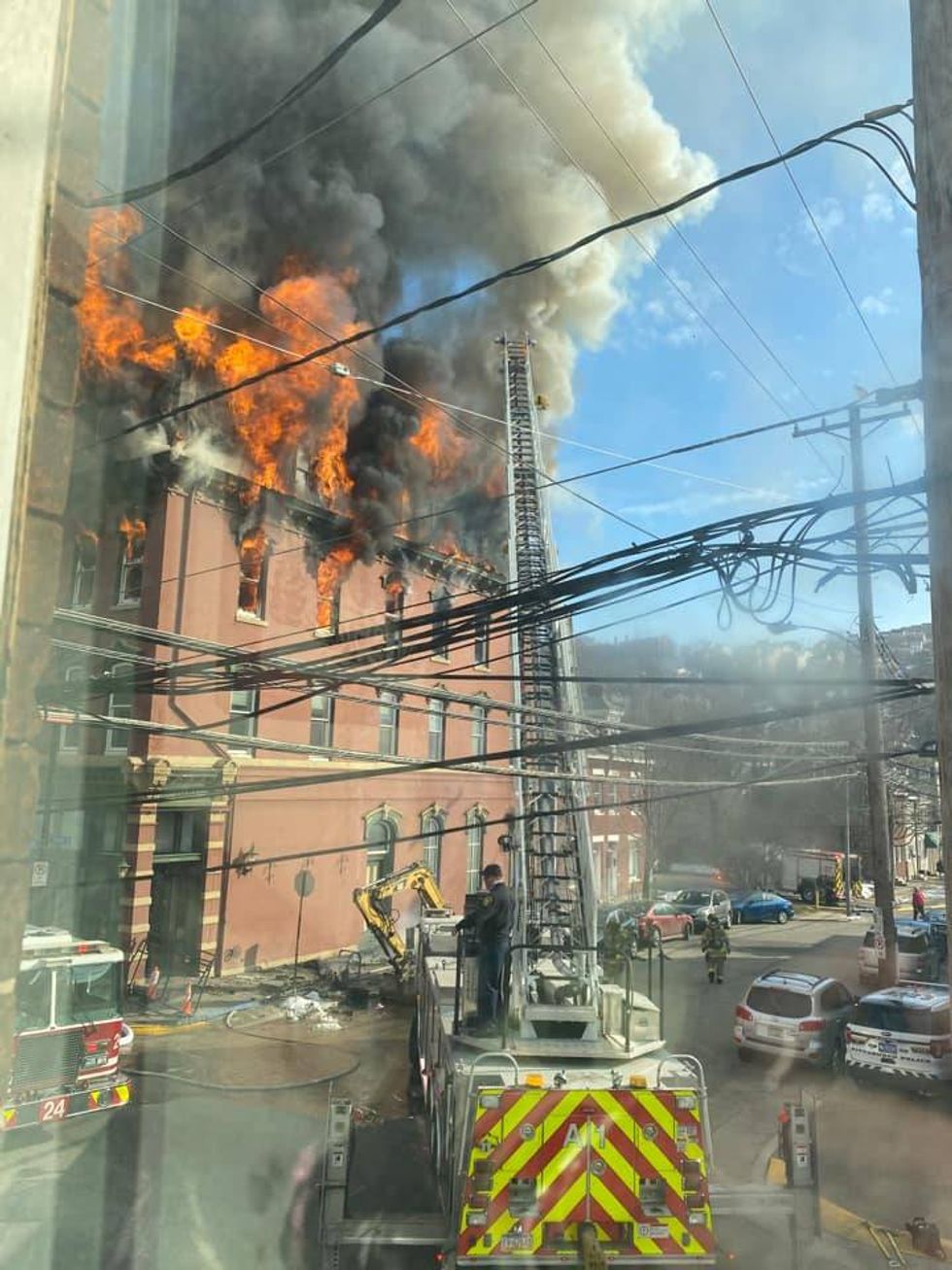 Fire destroying historic South Side building