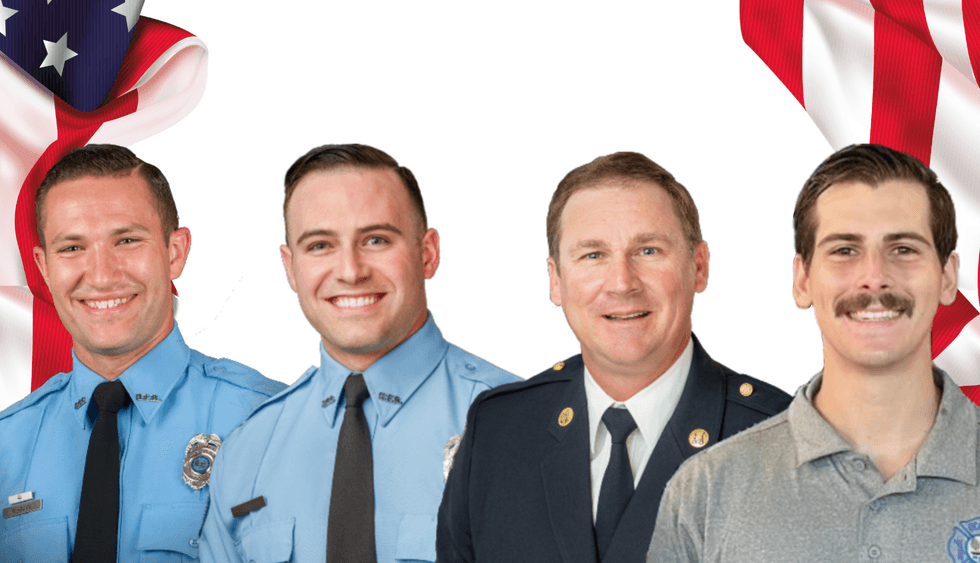 Fire Equipment Operator Jagger Maguire, Firefighter Jeffrey Saunders, Firefighter Joseph Villella, and Battalion Chief Josh Phillips