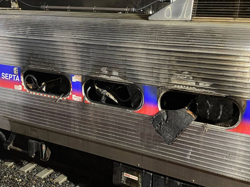 fire on SEPTA train