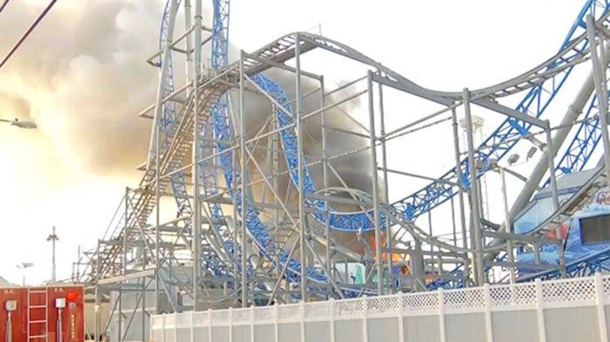 Fire rages at Playland's Castaway Cove in Ocean City.