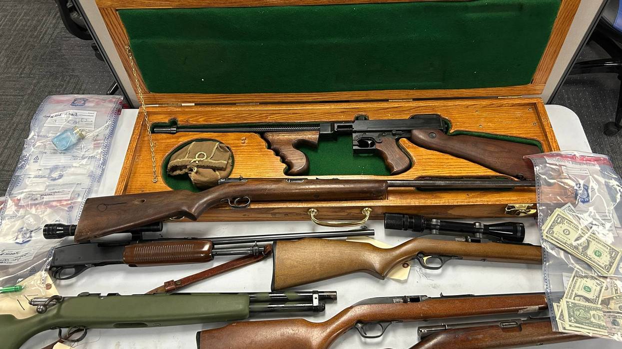 Firearms seized during a drug bust.