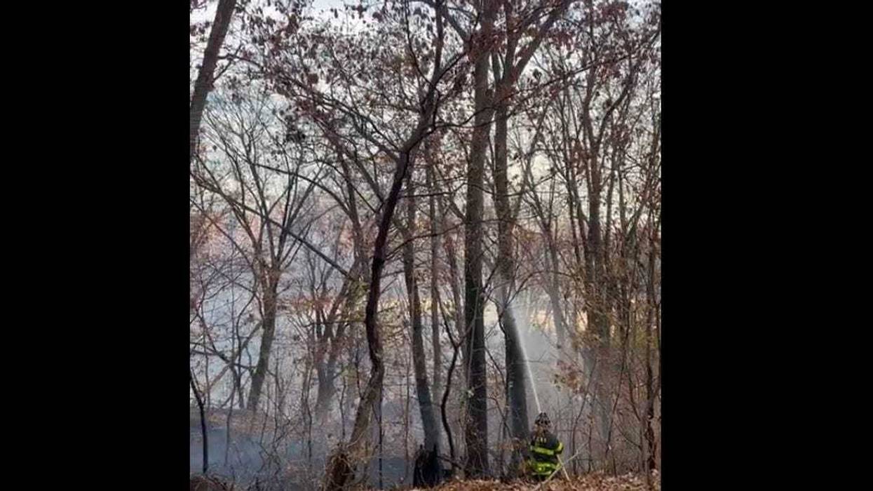 Firefighters are battling a brush fire in Harlem that broke out on Tuesday afternoon.