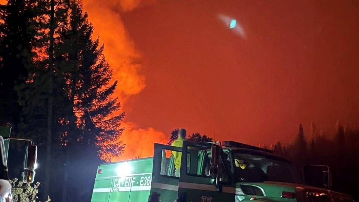 Firefighters are responding to the Caldor Fire near Grizzly Flats on August 15, 2021.