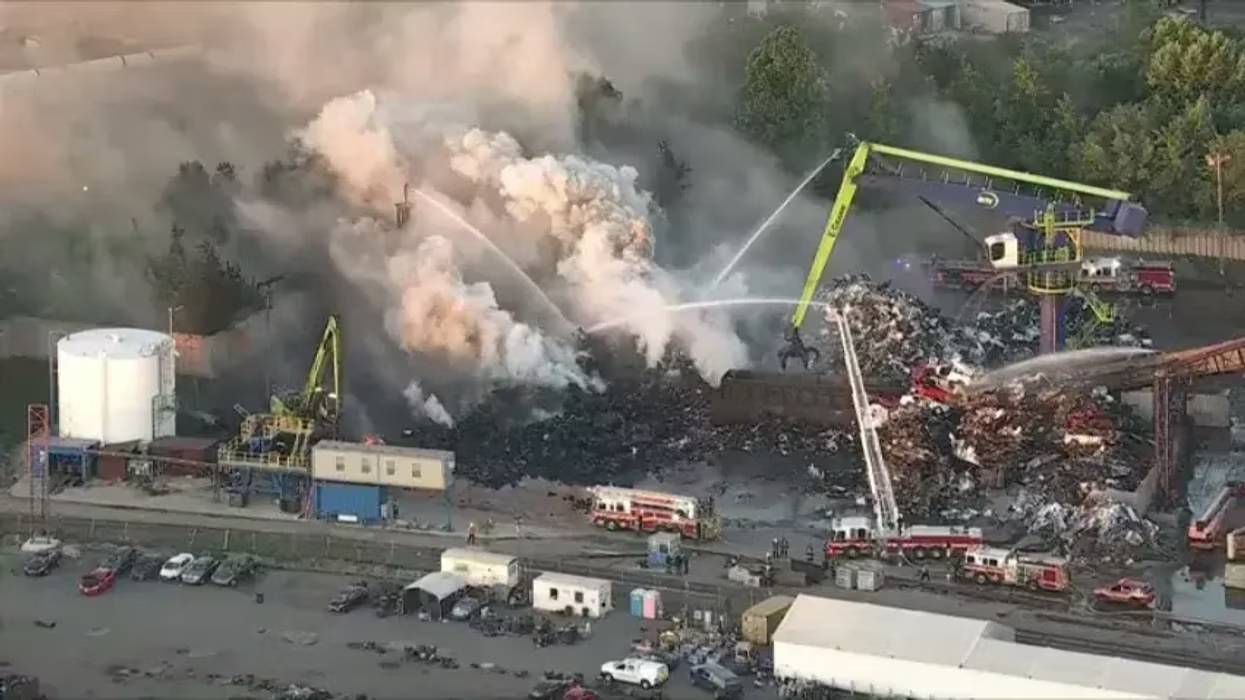 Firefighters battle the latest blaze at the EMR scrapyard in Camden on Friday, May 29.