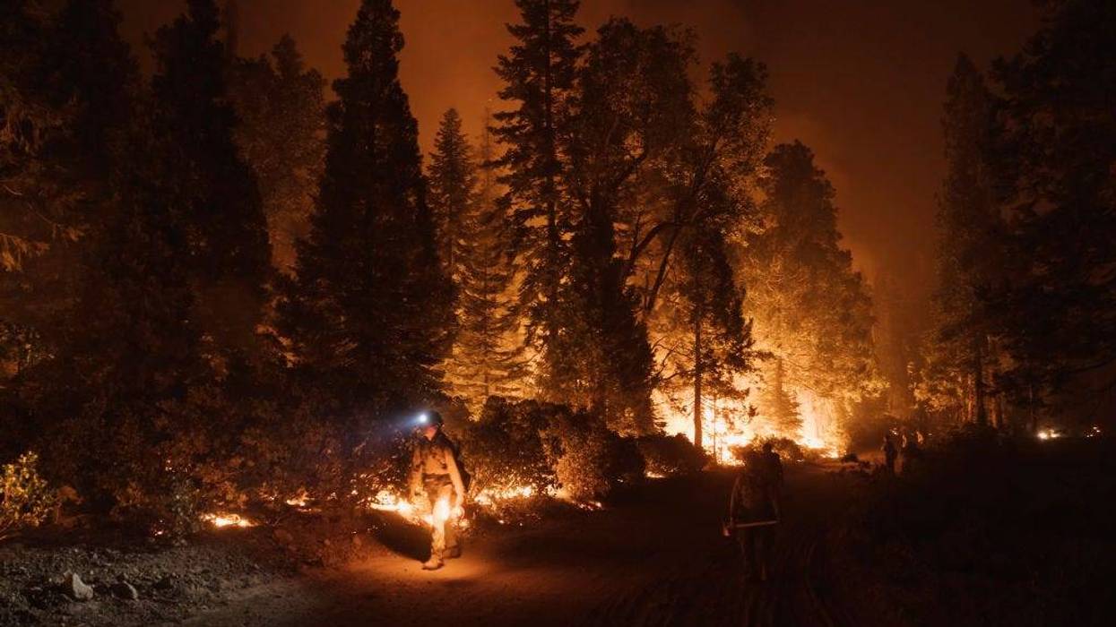 Firefighters light a controlled burn during the Mosquito Fire on September 14, 2022 in Foresthill, California.