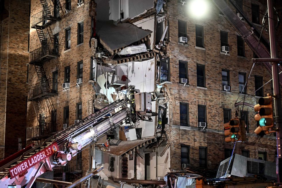 Firefighters respond after a partial building collapse in the Bronx on Dec. 11, 2023