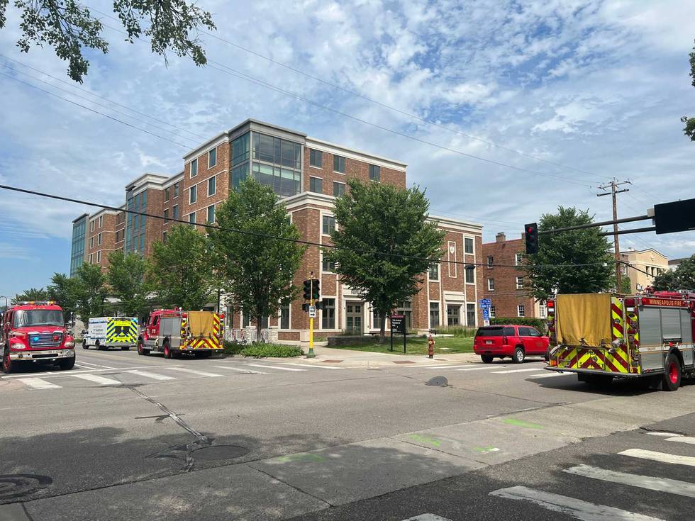 Firefighters responding to the call of an explosion and fire at the University of Minnesota.