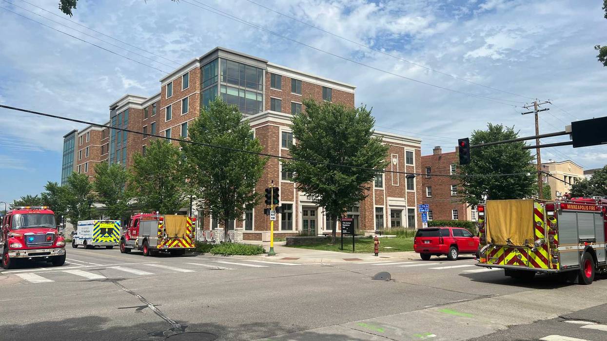 Firefighters responding to the call of an explosion and fire at the University of Minnesota.