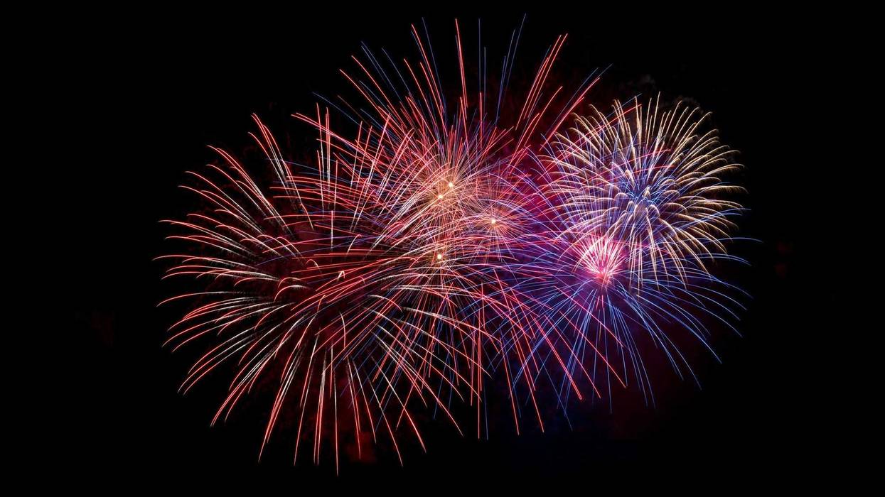 Fireworks on black sky. Fourth of July, Independence day - stock photo An assortment of fireworks on a black sky. Fourth of July celebration