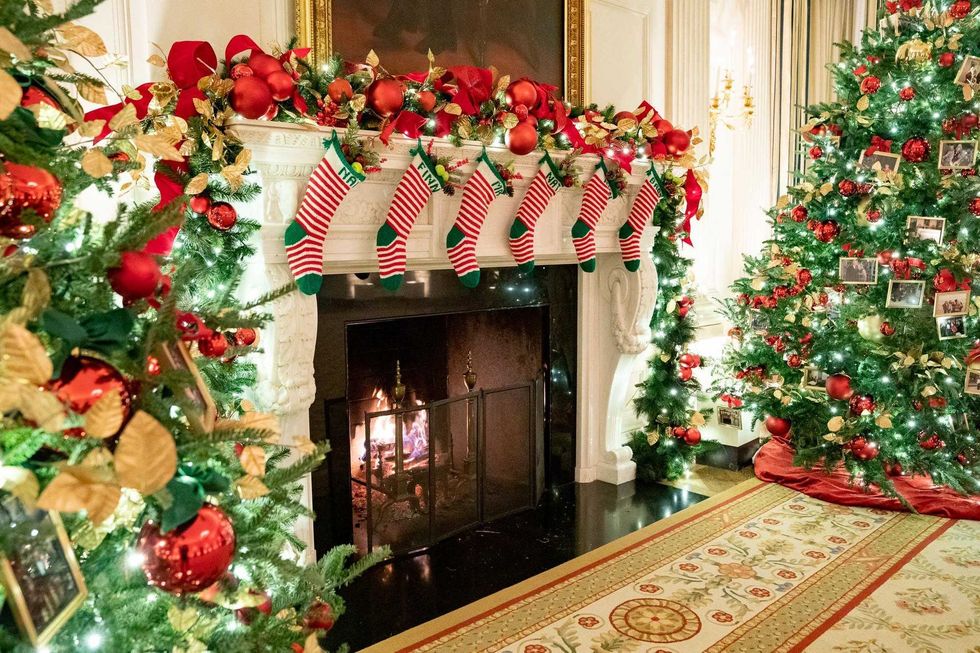 First lady Jill Biden tweeted a photo of Christmas decorations at the White House