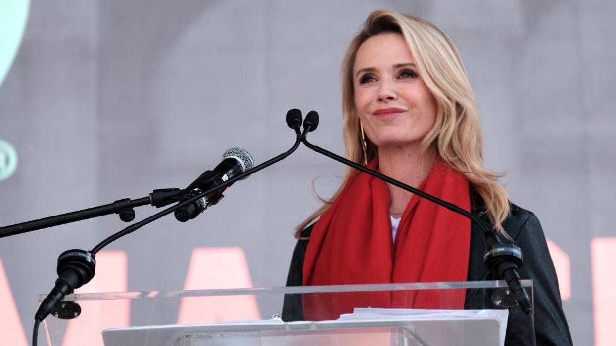 First Partner of California Jennifer Siebel Newsom speaks at the 4th Annual Women's March LA: Women Rising at Pershing Square on January 18, 2020 in Los Angeles, California.