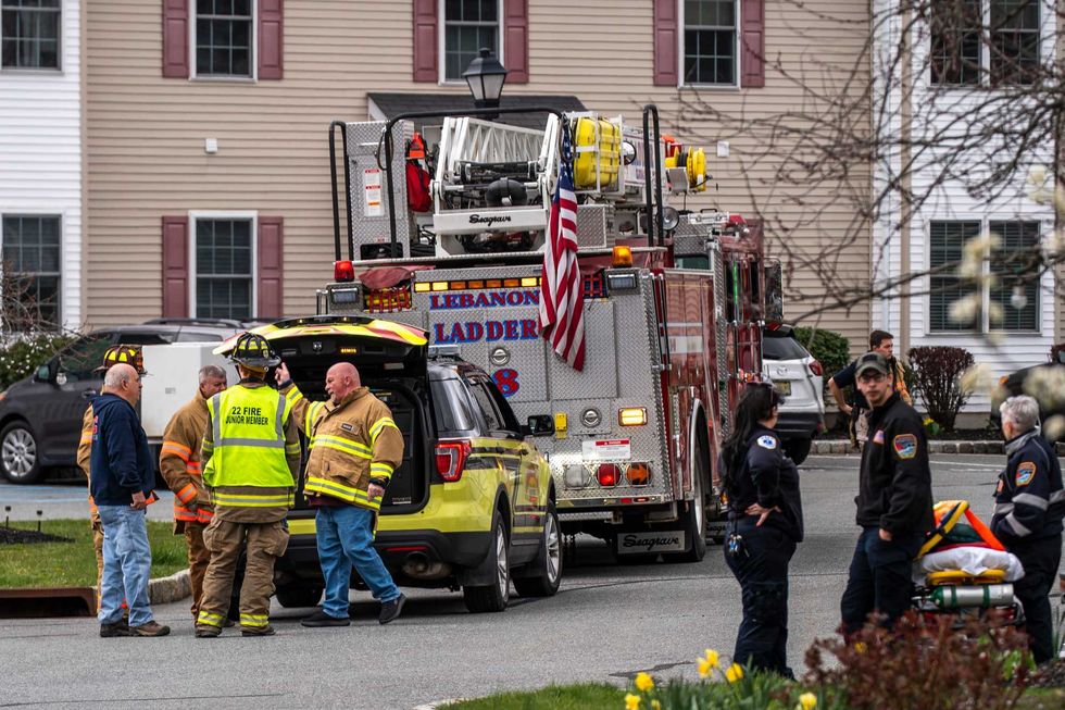 First responders and Firefighters attend a call after an earthquake on April 5, 2024 in Lebanon, New Jersey