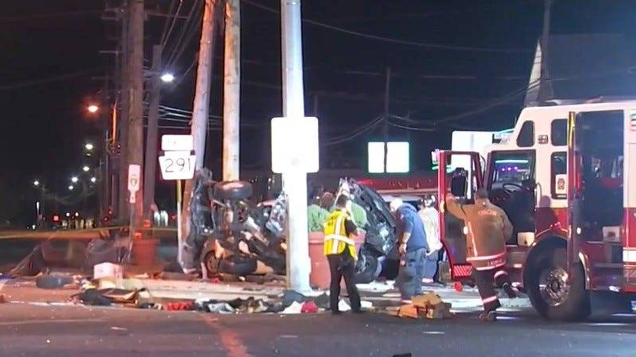 First responders at the scene of a multi-vehicle car crash in Tinicum Township, Delaware County.