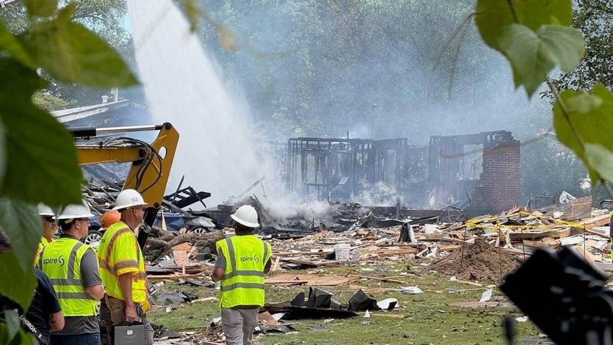 First responders on the scene of a home explosion in Florissant on Monday, August 25, 2025.
