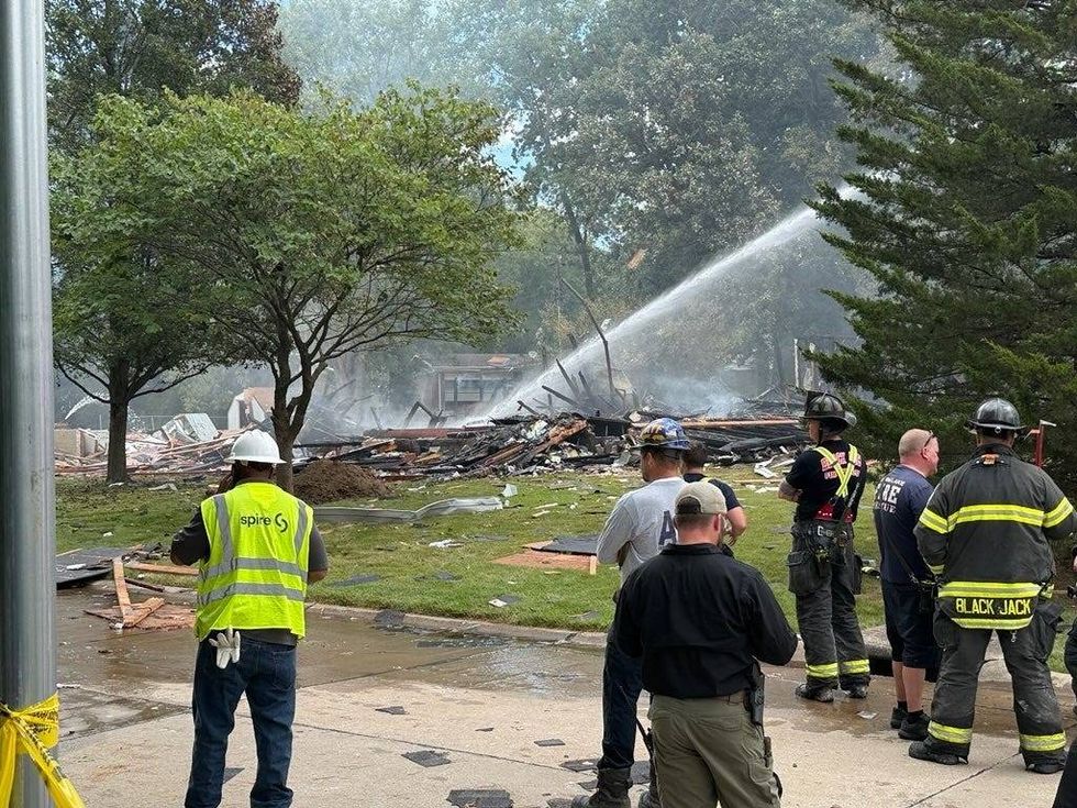 First responders on the scene of a home explosion in Florissant on Monday, August 25, 2025.