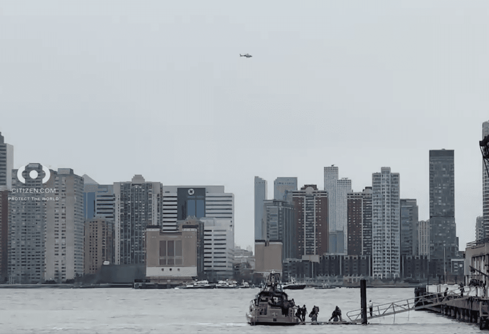 First responders were operating in the waters between Lower Manhattan and Jersey City
