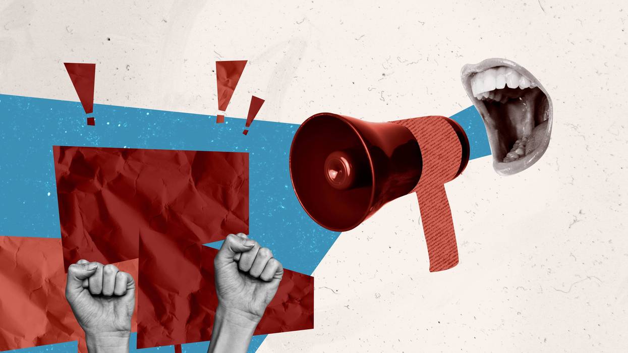 fists and megaphone