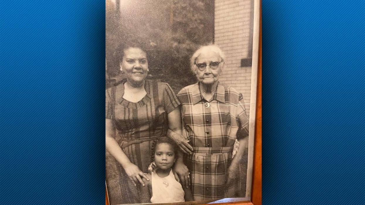 Five year old Lynne, with my great Aunt, and my great grandmother. My aunt was mixed race, my great grandmother was White.