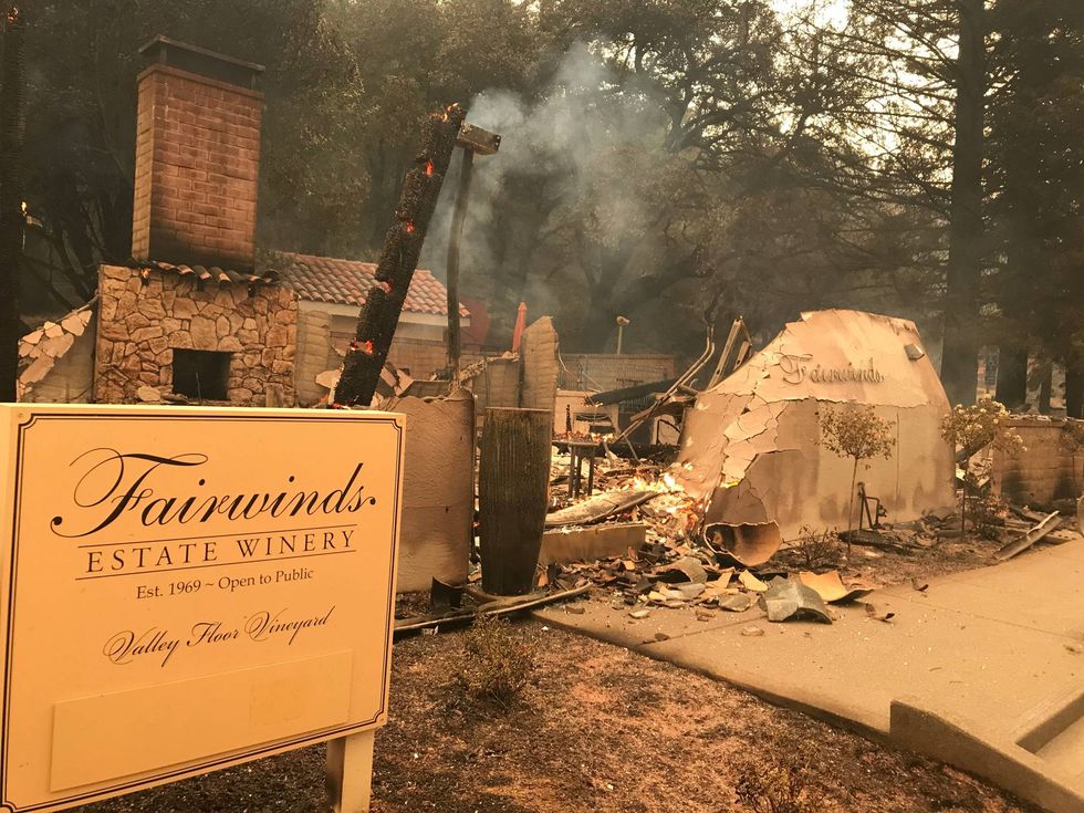 Flames consumed at least this building at Fairwinds Estate Winery in Calistoga.