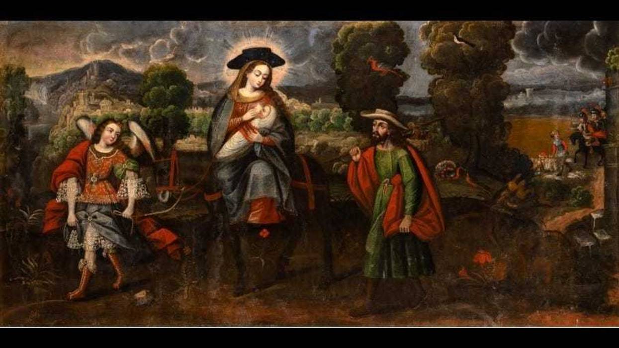 "Flight to Egypt," pictured above, is being returned to Peru and its people after the painting was stolen from a Peruvian church in 2012 and trafficked into Manhattan.