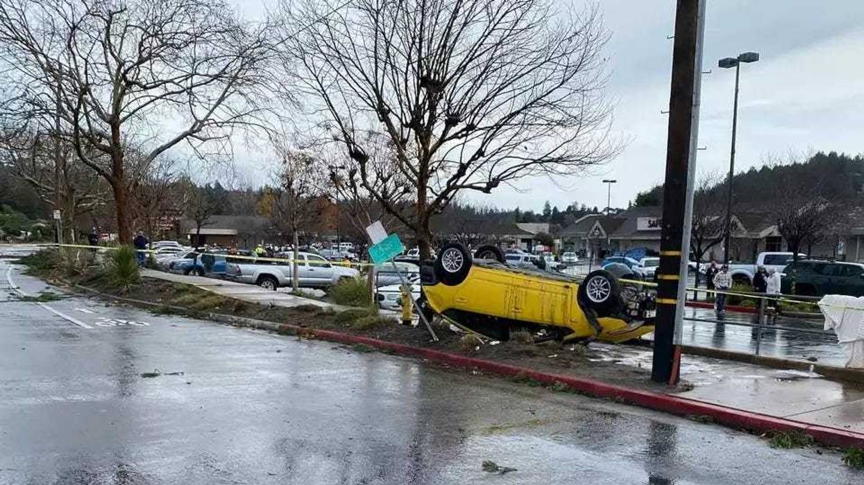 Flipped car