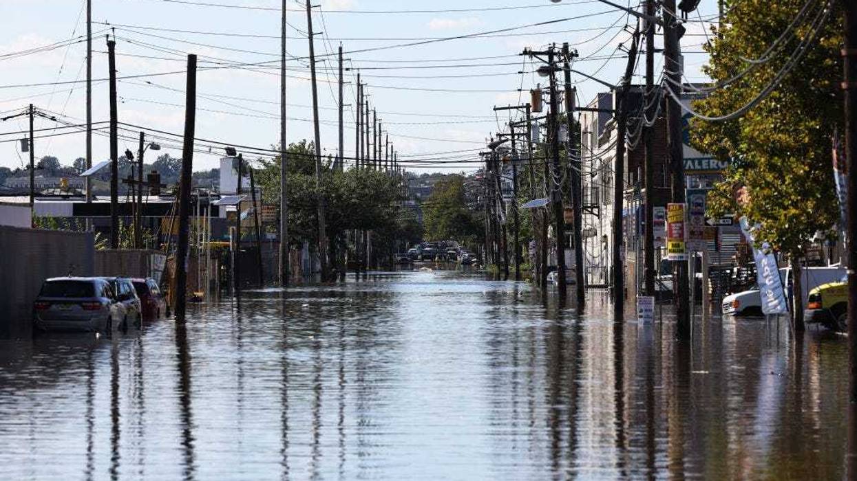 Flood waters cover South Street on September 02, 2021 in Newark, New Jersey.