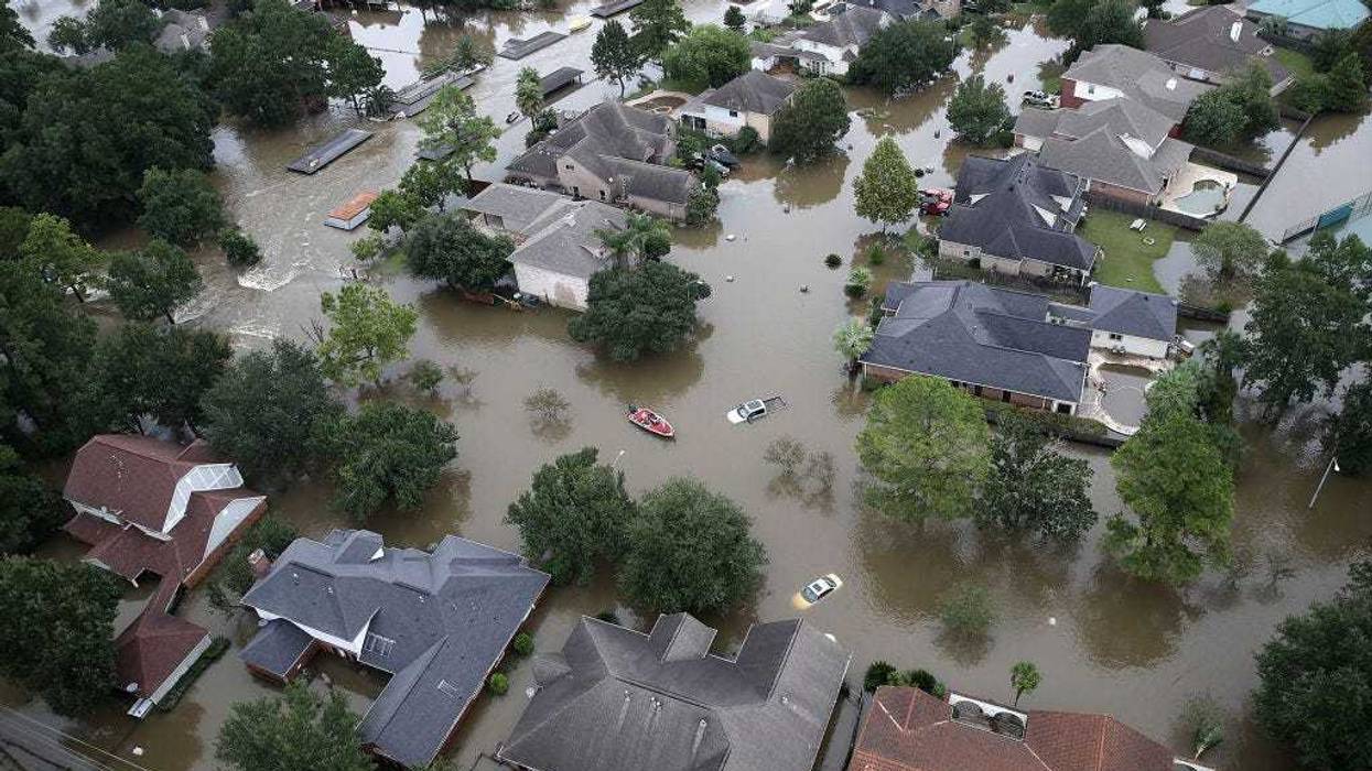 Flooded homes are shown near Lake Houston following Hurricane Harvey August 30, 2017 in Houston, Texas.