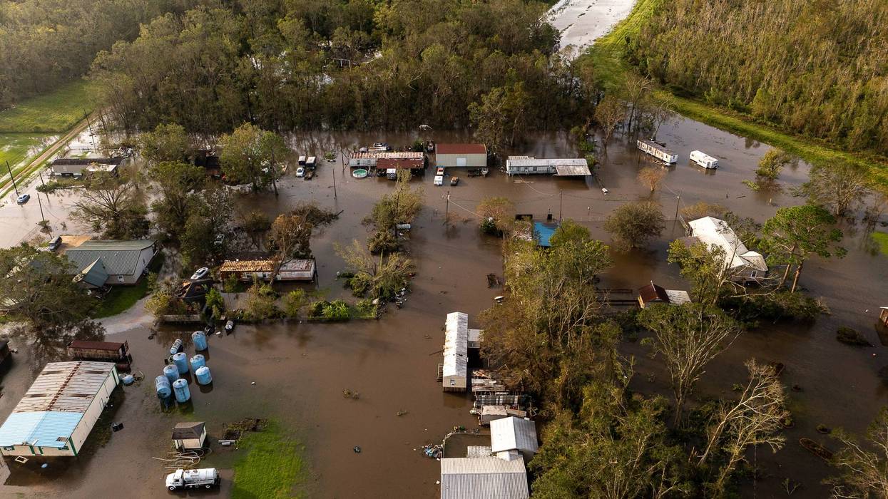 Flooded yards and downed trees are the norm after the passage of Hurricane Ida in the small southern Louisiana town of Schriever on Aug. 30, 2021. Aem Schriever Ida 1