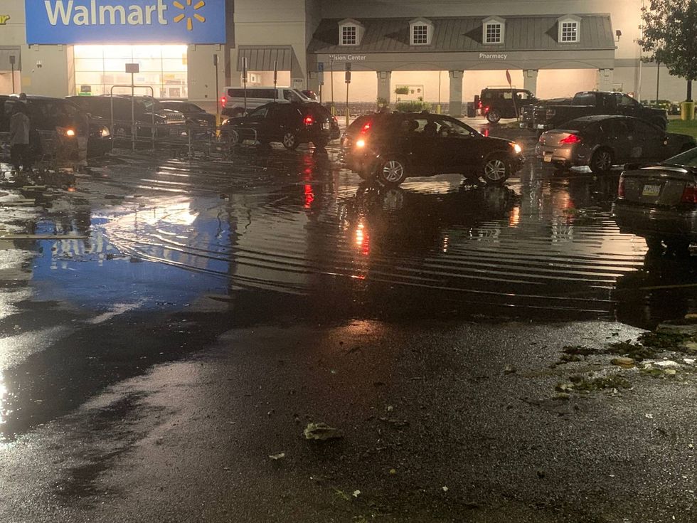Flooding at a parking lot in Bensalem.