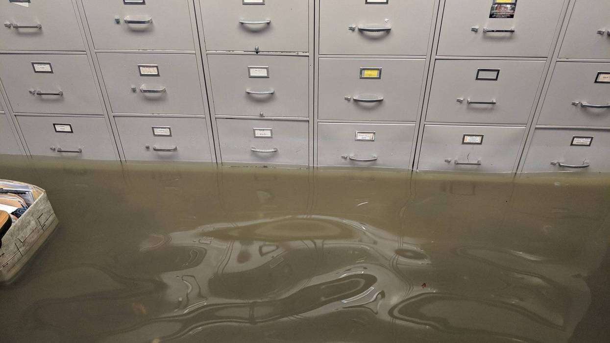 Flooding in basement of Crestwood City Hall on August 10, 2019